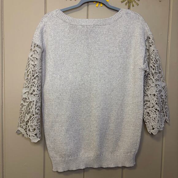Sundance Lace Delight Pullover Sweater Light Heather Gray Size small - Picture 3 of 3